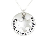 925 Sterling Silver Personalized Round Necklace With A Puzzle Charm Adjustable 16”-20” - 925 Sterling Silver OEM And Customization