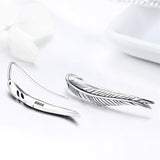 925 Sterling Silver Feather Retro Wings Stud Earrings