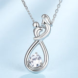 925 Sterling Silver Lovely Mom And Son Chain Necklace With White Zircon For Women Jewelry Gift Free Ship