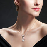 925 Sterling Silver Lovely Mom And Son Chain Necklace With White Zircon For Women Jewelry Gift Free Ship