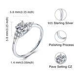 High Quality 100% 925 Sterling Silver Princess Square clear CZ Finger Rings for Women Wedding Engagement Jewelry