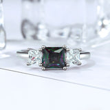 925 Sterling Silver Classic Green&Blue CZ With CZ Finger Rings For Women Fashion Party Jewelry Gift