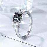 925 Sterling Silver Classic Green&Blue CZ With CZ Finger Rings For Women Fashion Party Jewelry Gift