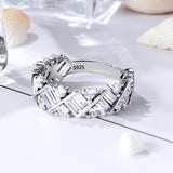 New 100% 925 Sterling Silver Classic Wedding Finger Rings with Clear Zircon Fashion Ring for Women Party Jewelry