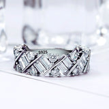 New 100% 925 Sterling Silver Classic Wedding Finger Rings with Clear Zircon Fashion Ring for Women Party Jewelry