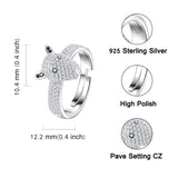 New 925 sterling silver Luxury Dog head Dazzling open size ring with Clear cubic zirconia for women free shipping