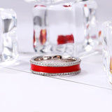 authentic 100% 925 sterling silver Red enamel with Clear CZ Ring for women Fashion Jewelry Valentine gift