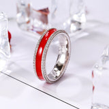 authentic 100% 925 sterling silver Red enamel with Clear CZ Ring for women Fashion Jewelry Valentine gift