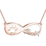 Copper/925 Sterling Silver Personalized Pawprint Infinity Name Necklace  Adjustable 16”+2”