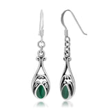 925 Sterling Silver Gemstone Filigree Dangle Hook Earrings