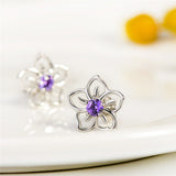 Hollow Simple Flower Design Sterling Silver Earrings