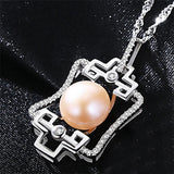 S925 Sterling silver freshwater pearl cubic zirconia  pendant necklace