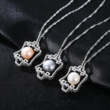 S925 Sterling silver freshwater pearl cubic zirconia  pendant necklace