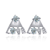 Rhodium Silver Love Cubic Zirconia CZ Wedding Bridal Earrings