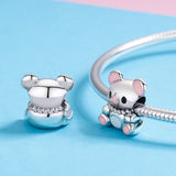 S925 Sterling Silver Oxidized Epoxy Koala Bear Charms