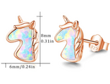 Unicorn Stud Earrings S925 Sterling Silver Hypoallergenic Created Opal Stud Earrings Cute Unicorn Gifts for Women