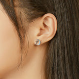 Stud Earrings for Women 925 Sterling Silver Opal Moon and Elf Ear Stud Jewelry Brincos New Design Ear Accessories