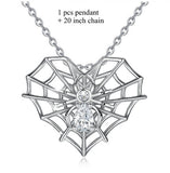 Sterling Silver Spider Dreamcatcher Pendant Spider Web Necklace with Clear CZ Crystal Silver Jewelry Friendship Gift