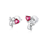  Angel with Heart Stud Earrings