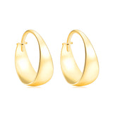 18K Gold New Bright Curved Hoop Earrings Ins Wind Personality European And American Earrings Fashion Female Earrings