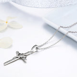 S925 Sterling Silver Love Faith Necklace Oxidized Zircon Pendant Necklace