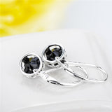 Clear Round CZ Earrings Cubic Zirconia Drop Black Gemstone Earrings