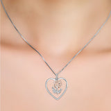 High Quality Flower And Heart CZ Pendant Necklace For Lover