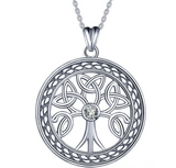 Tree Of Life Celtic Knot Zircon Necklace Pendant S925 Sterling Silver Item Jewelry