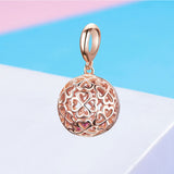 S925 sterling silver rose gold plated zircon clover dangle charms