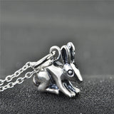 Kneeling rabbit necklace oxidized animal wants to practice jewelry design