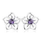 Hollow Simple Flower Design Sterling Silver Earrings