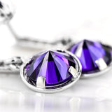 S925 Little Gemstone Cubic Zirconia Silver Earrings Purple Stone Earrings