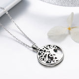 S925 Sterling Silver Snuggle Necklace Oxidized Tree of Life Zircon Pendant Necklace