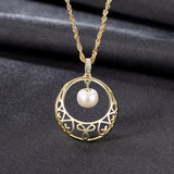 star moon  freshwater pearl  pendant 925 Sterling silver necklace