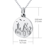 Castle Necklace Rhodium Plating Fashion Jewelry, S925 Silver Jewelry, Pendant Necklace