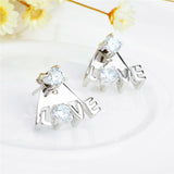 Rhodium Silver Love Cubic Zirconia CZ Wedding Bridal Earrings