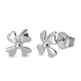 Silver  Clover  Stud Earrings