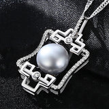 S925 Sterling silver freshwater pearl cubic zirconia  pendant necklace