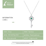 Genuine 925 Sterling Silver Fashion Key Pendant Necklace for Women Chain Link Neckaces Fine Jewelry