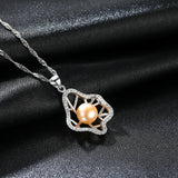 Petal Freshwater Pearl cubic Zircon Pendant Fashion Romantic necklace