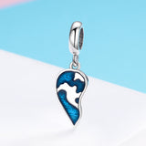 S925 Sterling Silver Oxidized Epoxy Earth View Dangles Charms