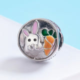 S925 sterling silver oxidized Epoxy cute rabbit Charms