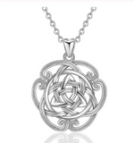 Luxury irish triquetra Celtics Flower Pendant Necklace