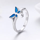 S925 Sterling Silver Magic Wing Ring White Gold Plated Oil Drop Ring