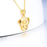 18K Gold Fashion Pig Hollow Pendant Necklace