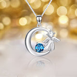 S925 Sterling Silver Creative Moon Angel Pendant Necklace Jewelry Personality Wild Cross-Border Exclusive