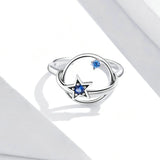 925 Sterling Silver Attractive Starry Sky Finger Rings Precious Jewelry For Women