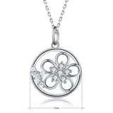 New 100% 925 Sterling Silver flower chain Round necklace with clear CZ for Women fashion Jewelry Gifts free shipping