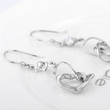 Linked Heart Drop Earrings With AAA Cubic Zirconia Earrings