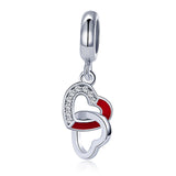  silver zirconia Epoxy heart-to-heart dangle charms